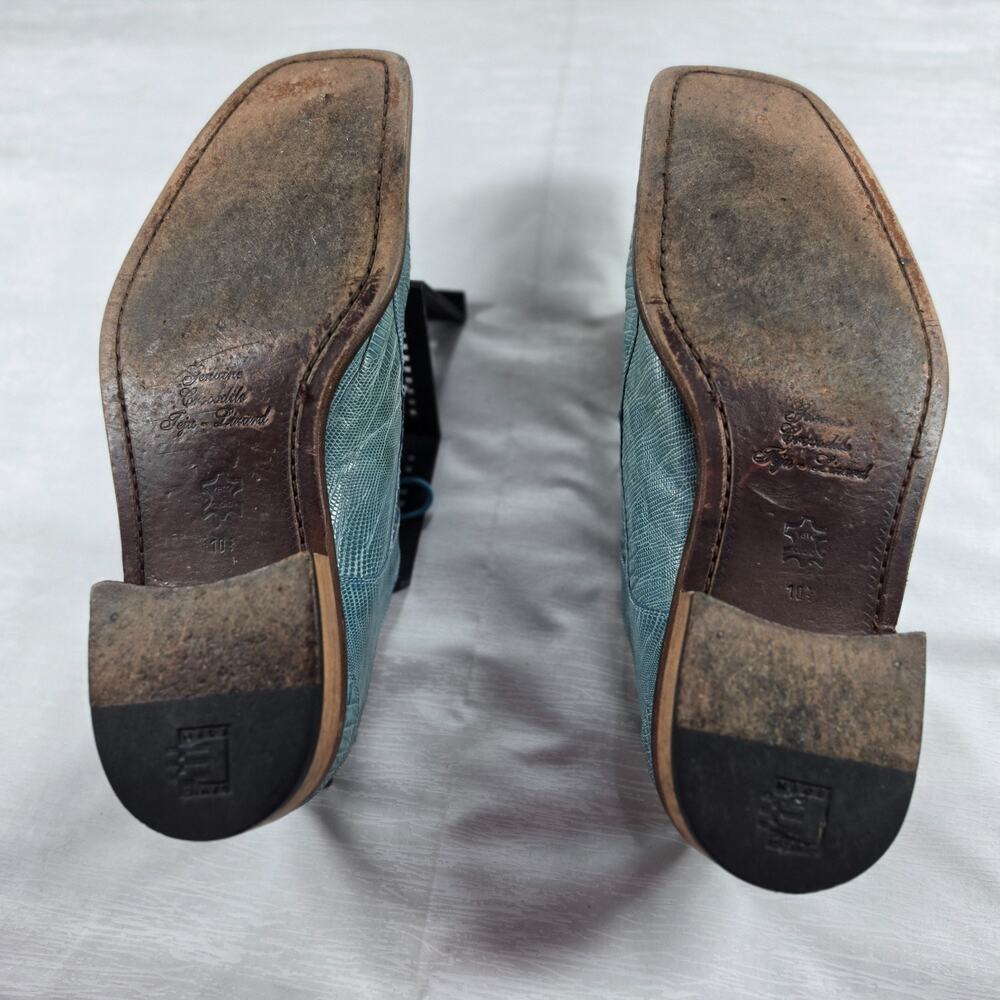 David Eden Oxfords Mens 10.5 Crocodile Patchwork Baby Blue - Picture 4 of 8